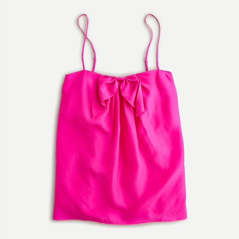J. Crew Collection Pink Bow Tank Top in garment-dyed silk - Size Small